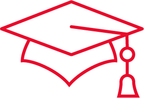 image of graduation cap on education